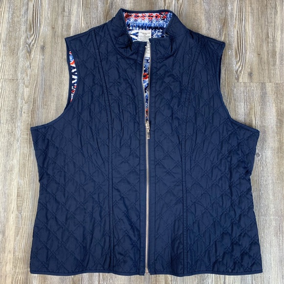 Alfred Dunner Reversible Navy Red Patriotic Vest